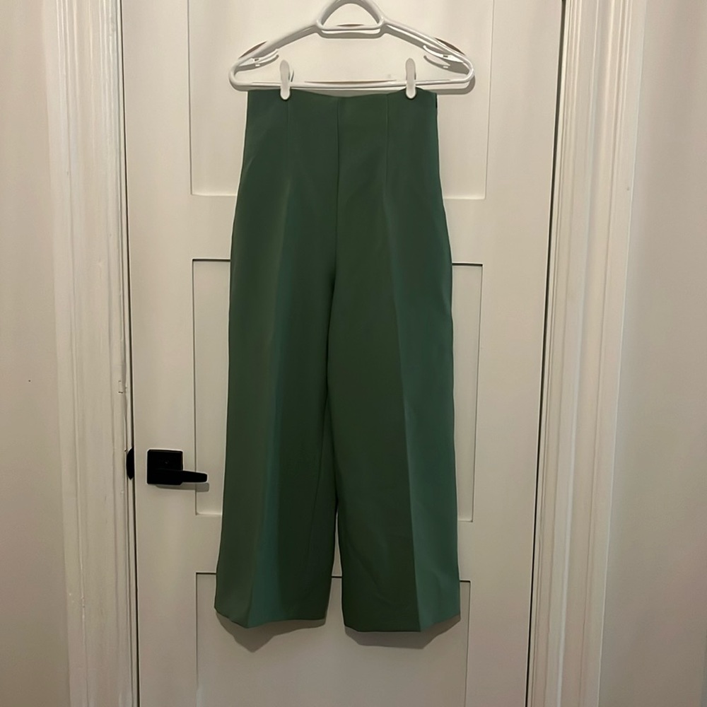 Green Zara Wide-leg Dress Pants